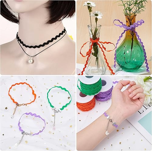 Miniatura 5 de GORGECRAFT 1 rollo de cinta RIC Rac de 27 yardas82.0 ft para coser con flecos, 0.197 in0.2 pulgadas para coser flores, boda, fiesta, cinta de