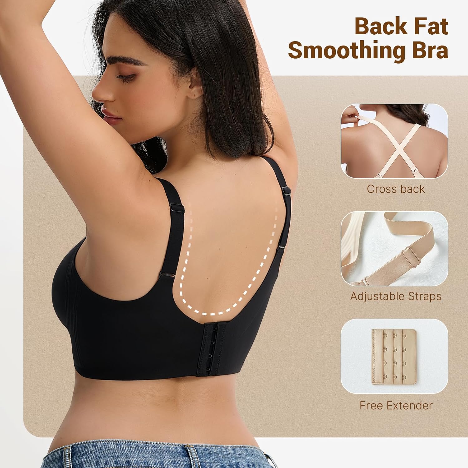 Full Coverage Wireless Bra for Large Bust - Ultra Comfortable No Underwire Plus Size Bra,Seamless Bralette for Women - Image 5