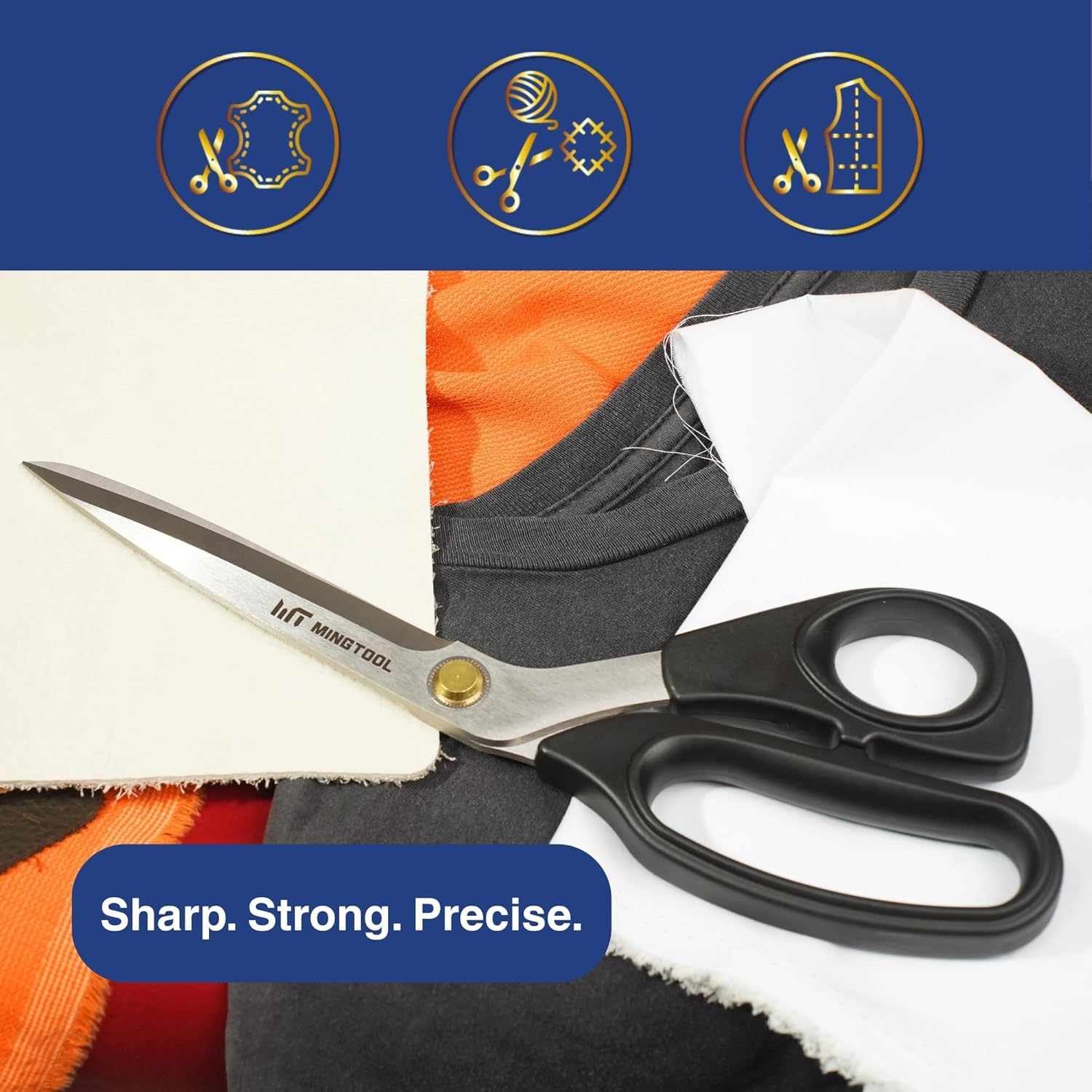 11-Inch Professional Tailor Shears, Ultra Sharp Japanese Steel Heavy-Duty Fabric Scissors for Cutting Leather, Denim, and Quilting.