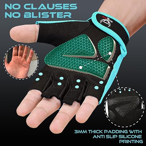 Miniatura 6 de BEAST RAGE Guantes de entrenamiento para hombres y mujeres, guantes de gimnasio sin dedos con protección de la palma, transpirables y ligeros para