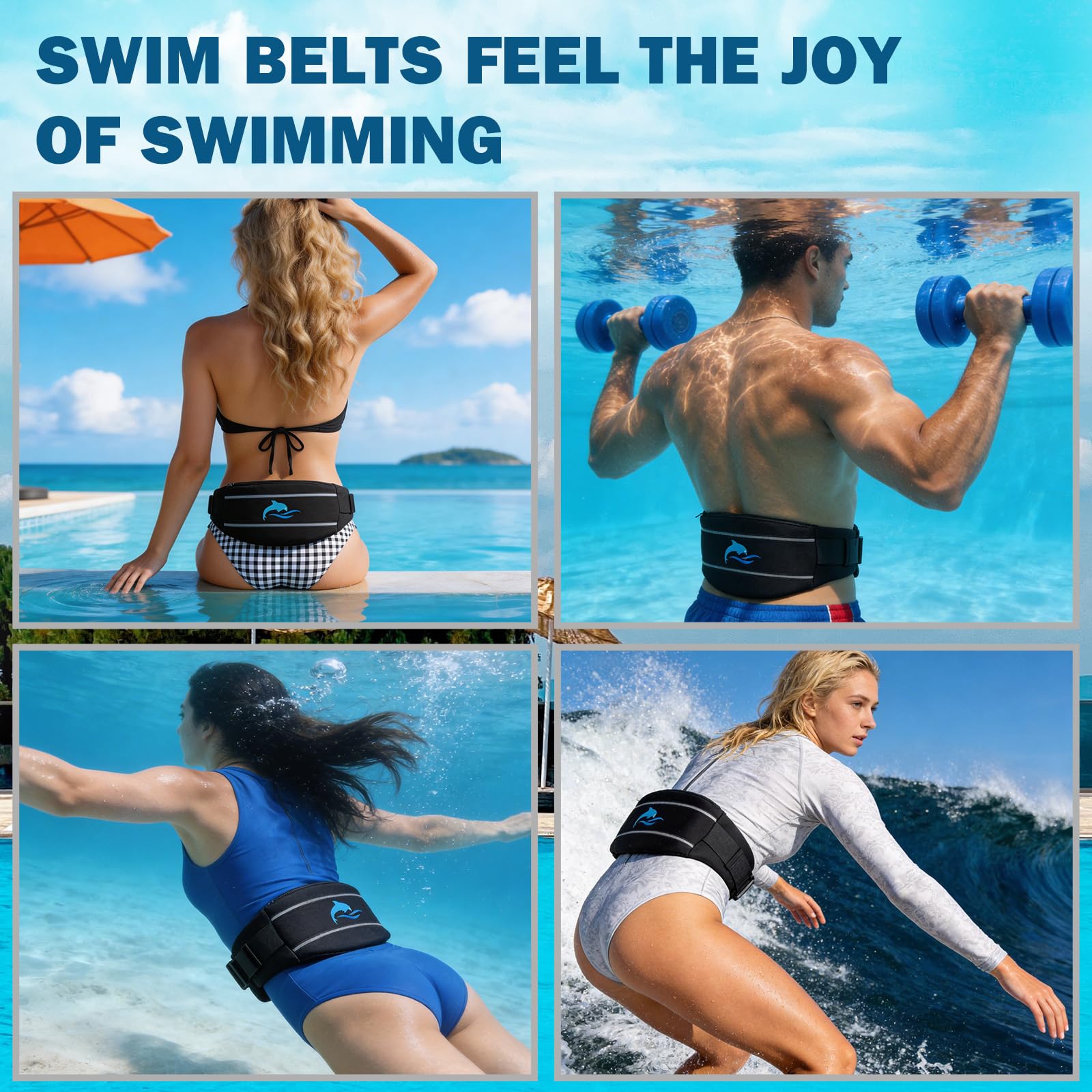 YOTAN Schwimmgürtel für Erwachsene, Schwimmgürtel mit reflektierenden Streifen, Auftrieb in 3 Abschnitten verstellbar, Schwimm-Trainingsausrüstung für Aquagym, Aquagym, Joggen