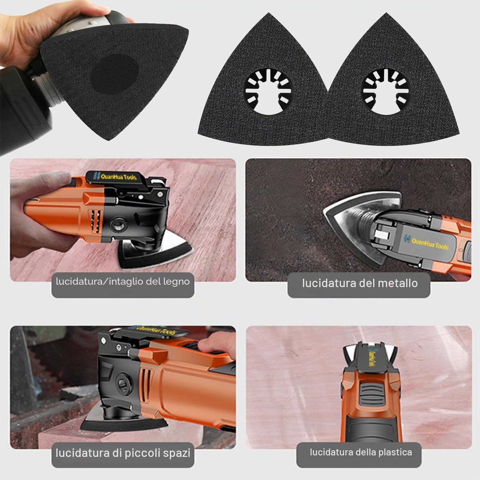4 pezzi Delta Sander Multitool Piastra abrasiva 80 mm - Accessorio ottimale per Fein Multimaster, Bosch, Parkside, Ryobi, Worx, Workzone e altro ancora - Carta vetrata multifunzionale per utensili