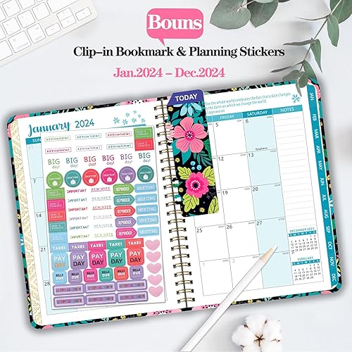 Miniatura 2 de Agenda 2024, agenda semanal y mensual de enero de 2024 a diciembre de 2024, 6.25 x 8.5 pulgadas, calendario en espiral de tapa dura con pestañas,