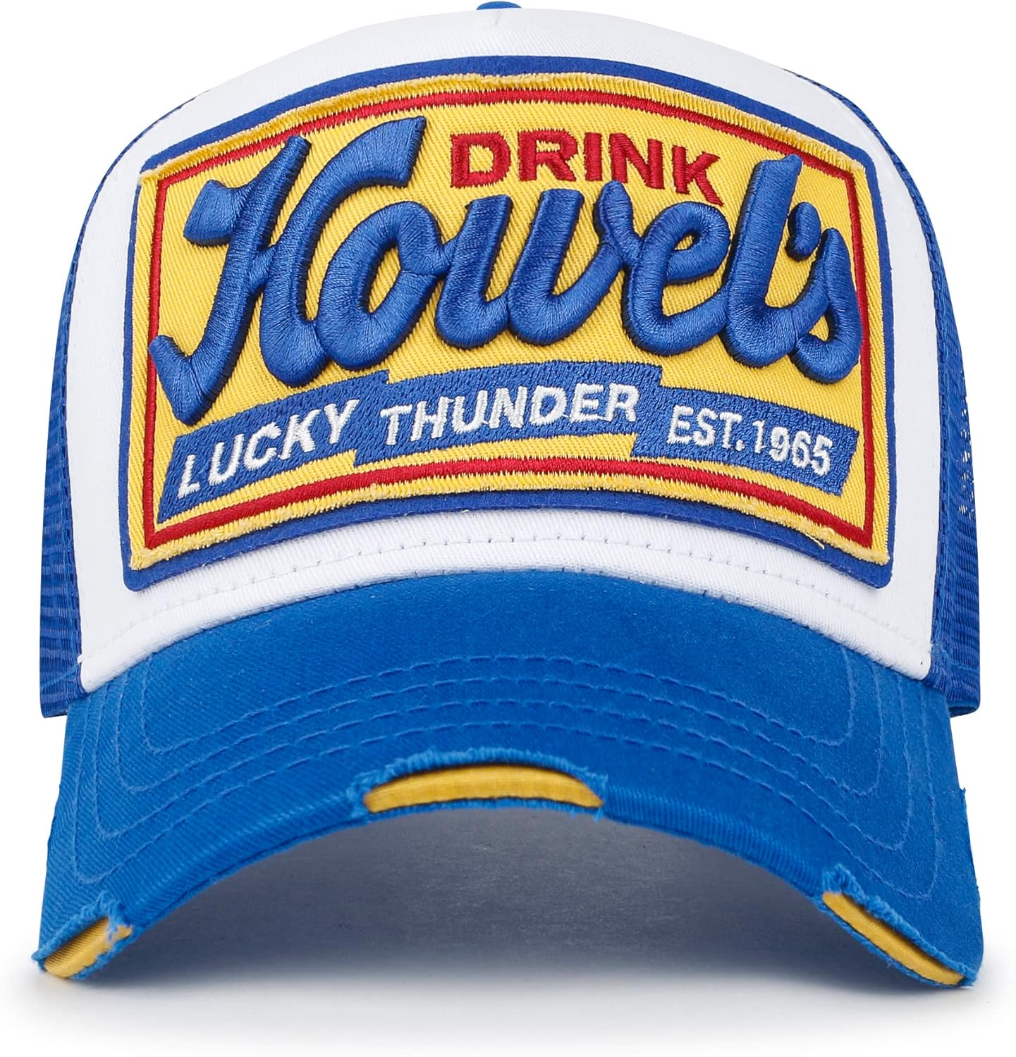 ililily Premium Howels Embroidery Vintage Baseball Cap Distressed Trucker Hat