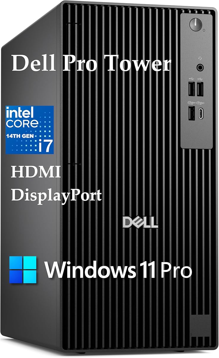 Computadora de escritorio en torre Pro 2026, Intel i7-14700T de 20 núcleos, 16 GB DDR5 + 1 TB SSD | Pantalla múltiple, Windows 11 Pro, seguridad empresarial, OptiPlex de próxima generación para empresas y negocios, Jet Black