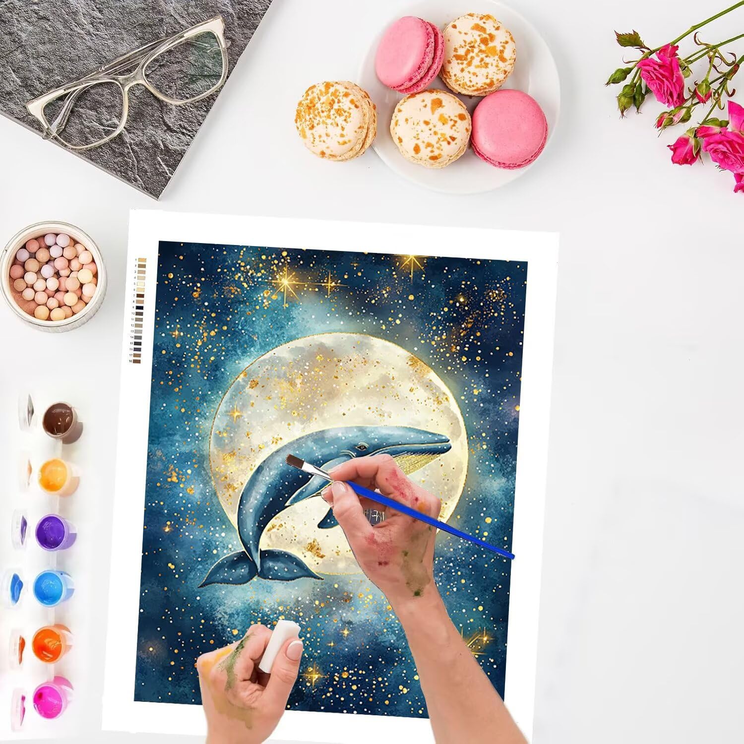 Dipingere con i Numeri Adulti Delfino al chiaro di luna, 80x100cm s-1105