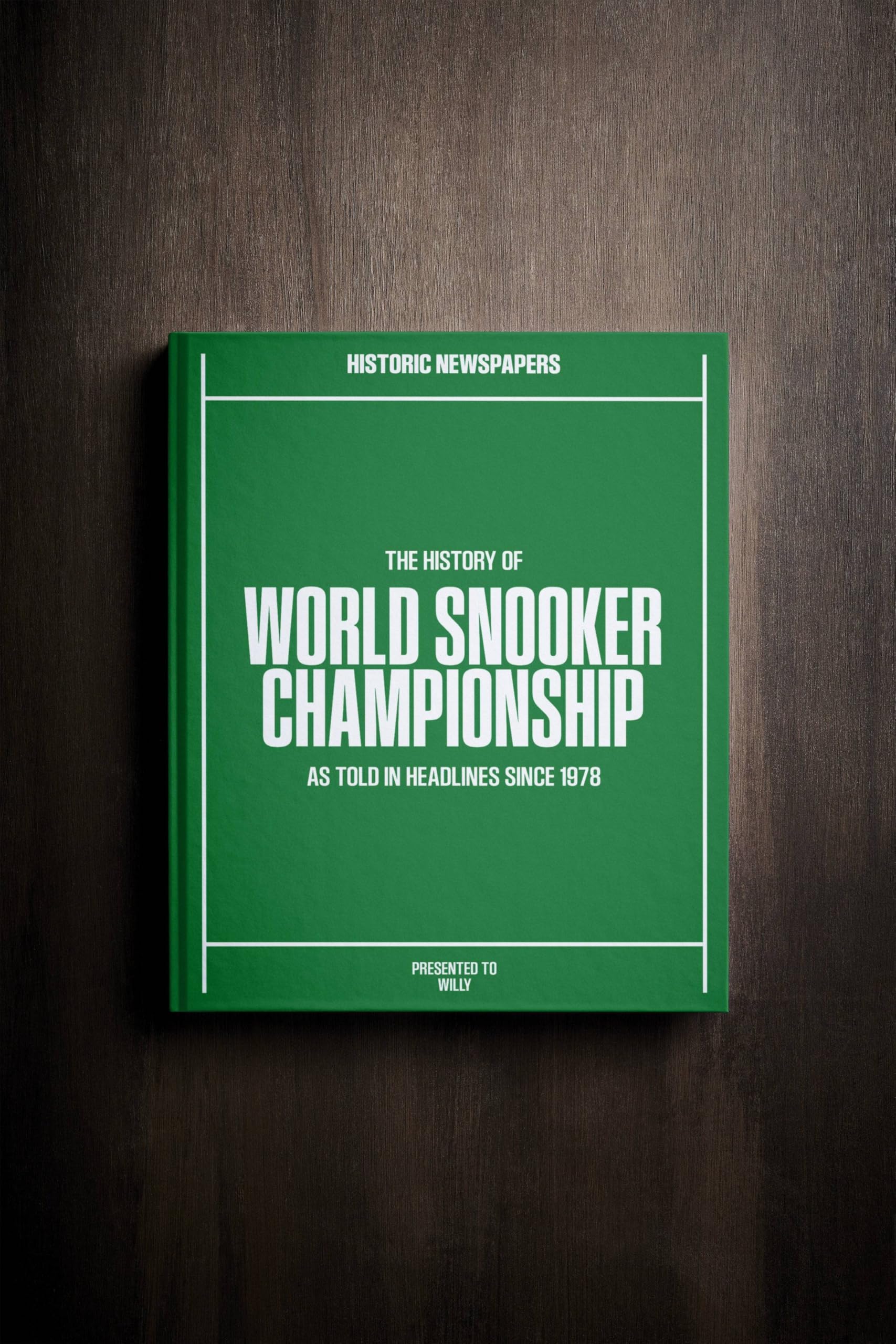 Historic Newspapers - Personalised Sporting Newspaper History Book - UK Sports Fan Gift - History told Through Newspaper Coverage - Name Printed on Cover (Snooker)