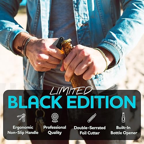 Miniatura 2 de Vinvoli Sacacorchos profesional para camareros - Abridor de botellas multifuncional 3 en 1 con tornillo de corcho, llave de vino con cortador de
