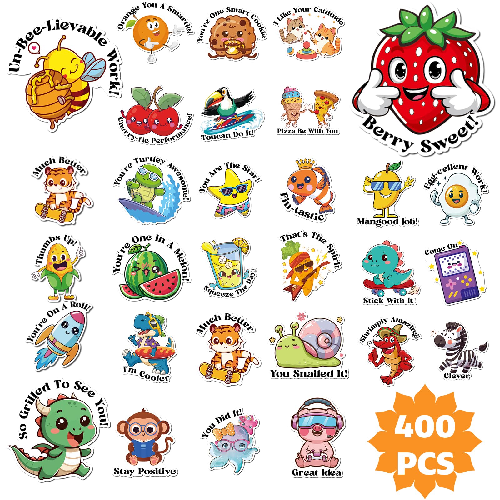 Kalysky 400PCS Reward Stickers,100 Styles Stickers for Children, Teacher Stickers for Classroom Reward, DIY Well Done Sticker for School Teacher Supplies
