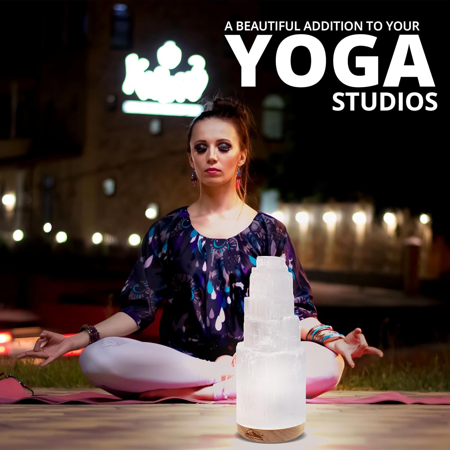 Himalayan Glow Selenite Crystal Lamp 20 cm, Hand Curved Moroccan Charging Station, Crystals and Healing Stones, Electric Cord with Dimmer Switch For Home Decor & Spiritual Protection 4-7 Lbs