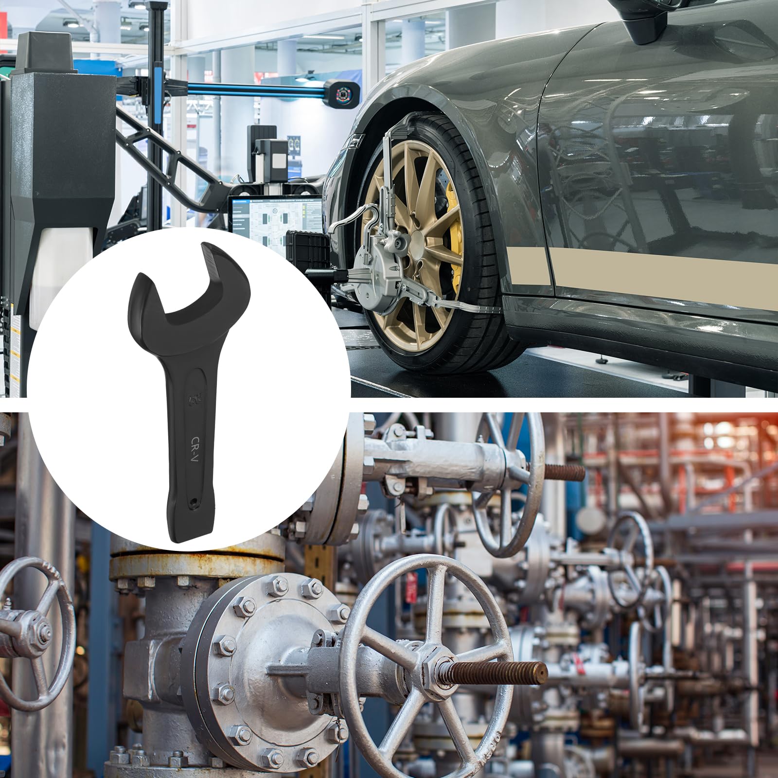 QUARKZMAN Llave De Golpe De Extremo Abierto 56mm Métrica CR-V Acero Llave Fija De Un Extremo Pintura Horneada Cabeza En Forma De U Herramienta Manual Para Reparación Mecánica Automotriz