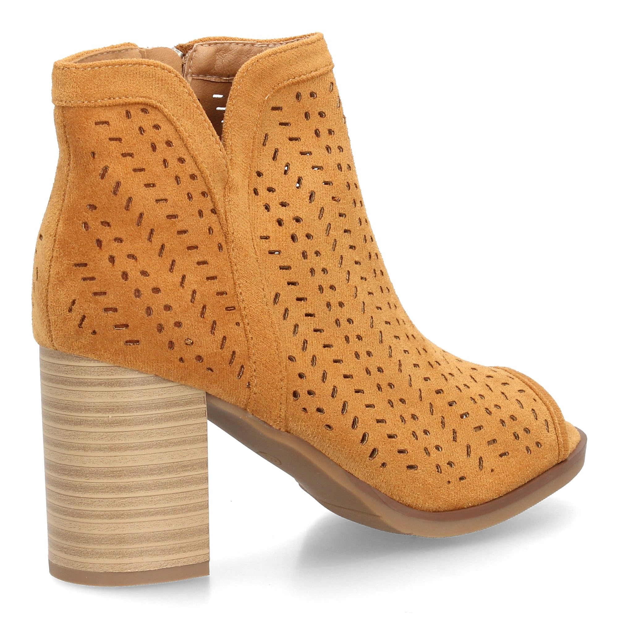 shoes&blues.es Botin de Tacon para Mujer, Comodos, con Calados, y Punta Abierta, Cierre de Cremallera en el Talon, Primavera Verano 2022