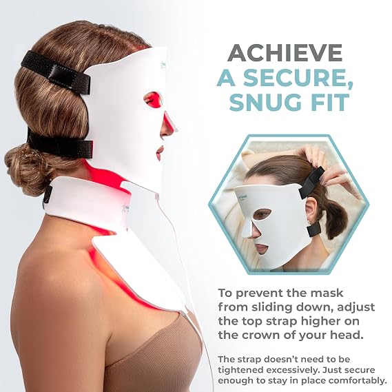 LED Light Therapy Face & Neck Mask - Facial Skin Care Device - 7 Colors Red & Blue - Rejuvenation, Anti-aging Product for Wrinkles