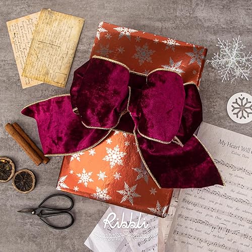 Vista 82 de Ribbli - Cinta de terciopelo dorado verde oscuro metálico con alambre de 2.5 pulgadas, cinta navideña de terciopelo arrugado para envoltura, decorar