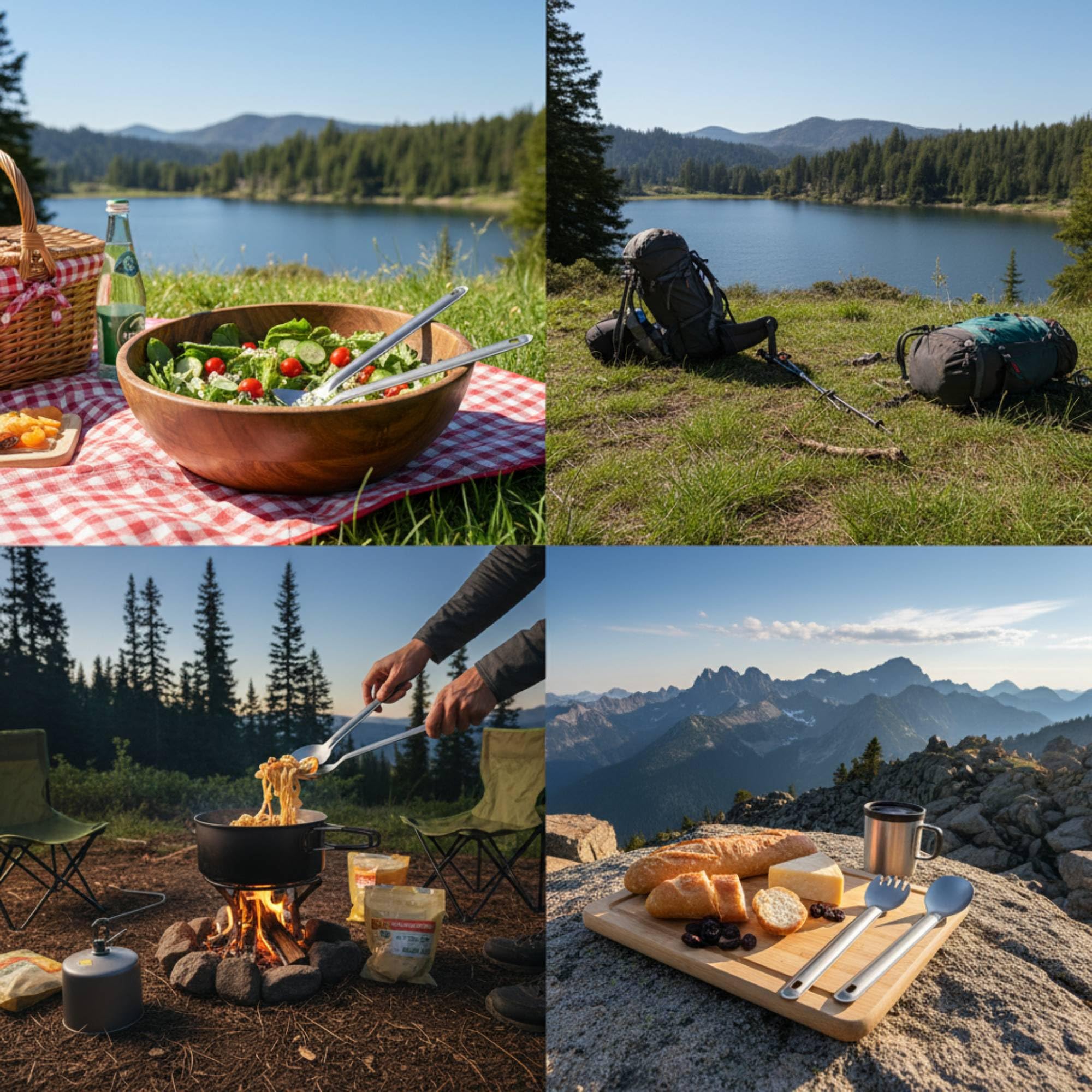 Titanium Spork, 2 sztuki tytanowych łyżek z długim uchwytem, sztućce outdoorowe, wielofunkcyjne łyżki na kemping, wędrówki i przygody na świeżym powietrzu