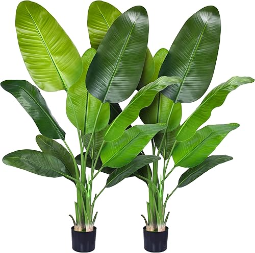 Aphighjoy Bird of Paradise - Planta artificial, plantas artificiales, palmera areca, no necesita peinar, palmera tropical sintética en maceta para