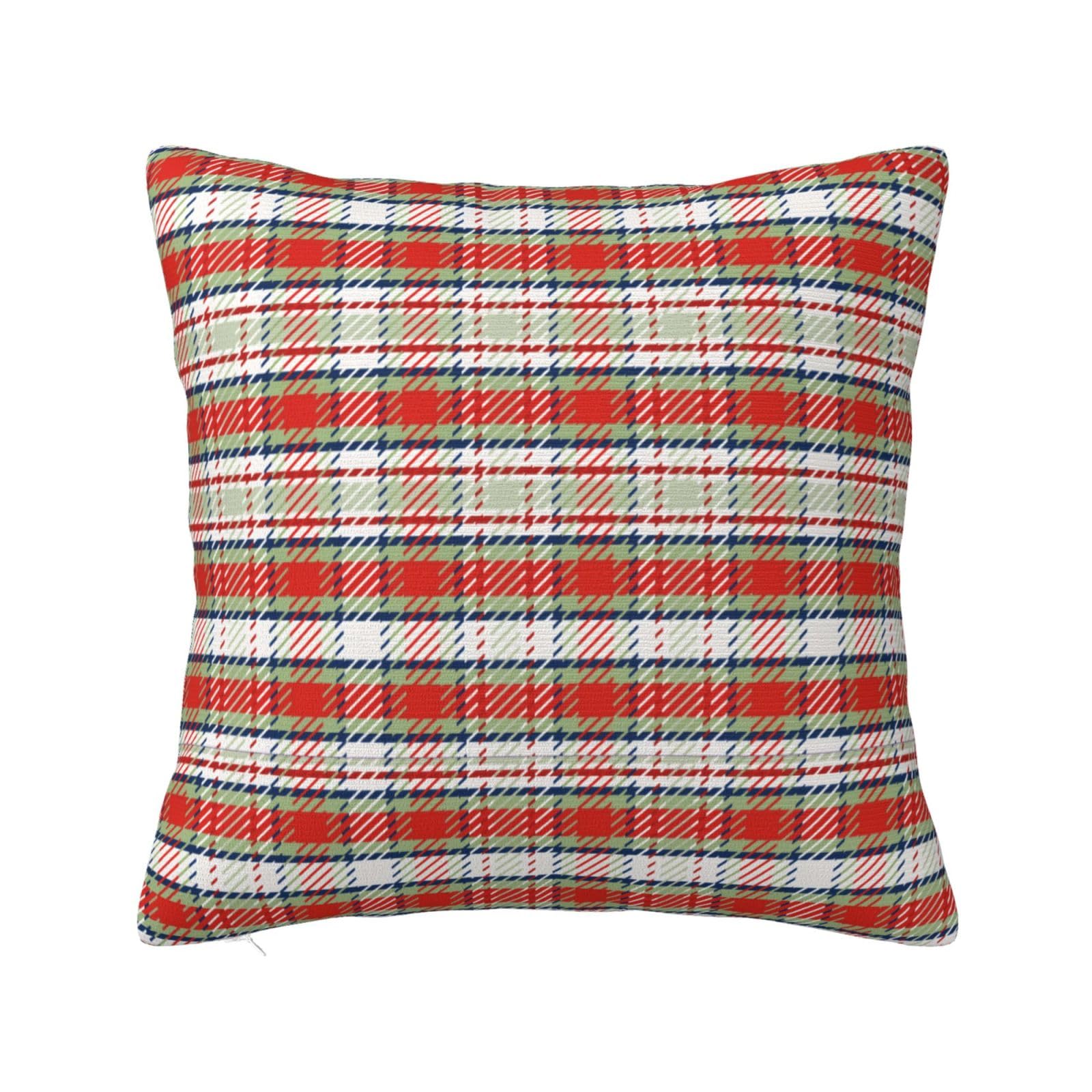 Red and Green Christmas Plaid Pillowcase 16"x16"