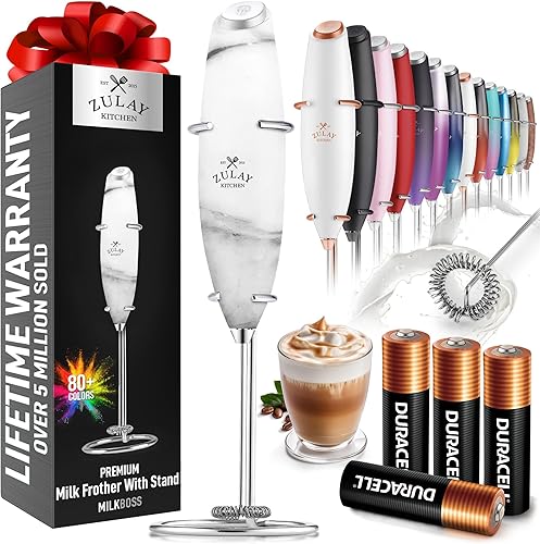 Vista 114 de Zulay Milk Boss Espumador de leche potente manual, hace espuma para latte, batidor para mezclar bebidas, café, miniespumador para capuchino, frappé