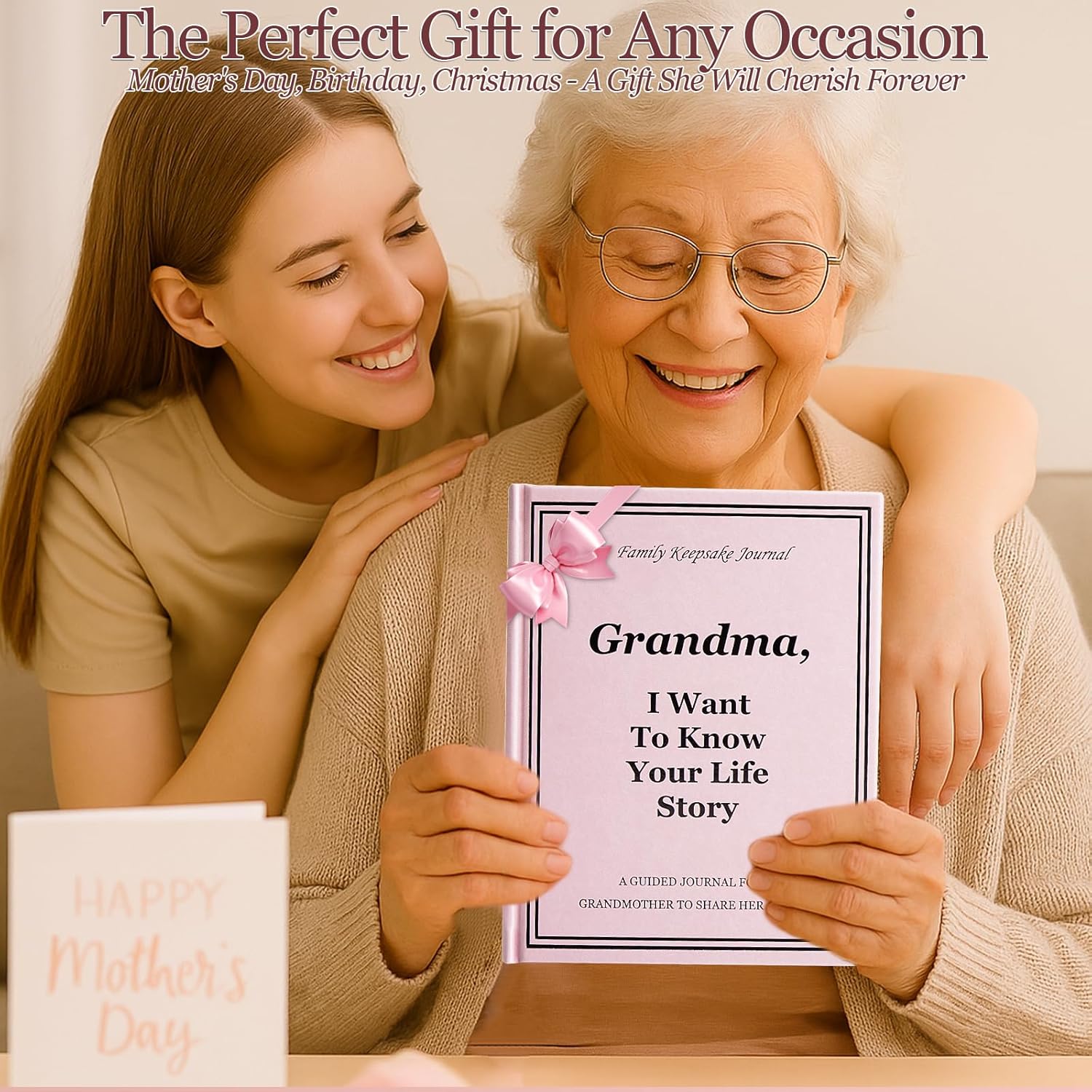 Grandma I Want to Know Your Life Story Journal, Leather Hardcover Book with 250+ Prompt Questions for Grandmother to Share Her Love and Memories, Christmas Gifts for Grandma Birthday Mother's Day - Image 4