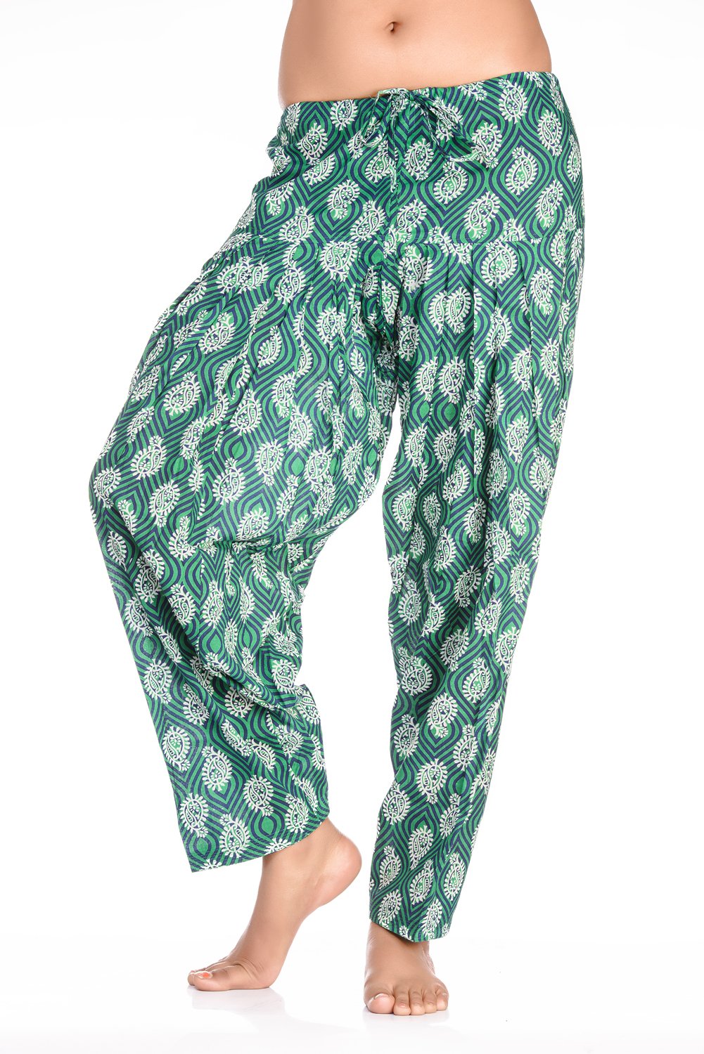 In-Sattva Womens Peacock Feather Print Harem and Lounge Pants