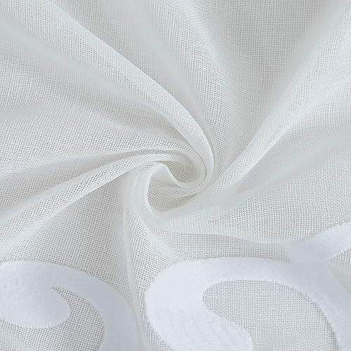 Miniatura 4 de Cortina de ducha con textura de terciopelo, diseño de lino 3D en blanco de 70 x 72 pulgadas, mezcla de poliéster resistente al agua, cortina de