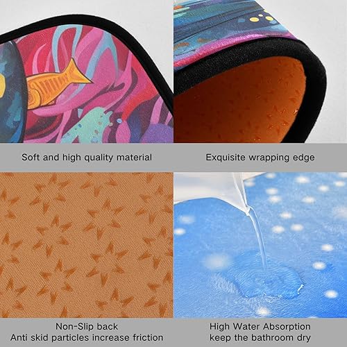 Miniatura 6 de ZENWAWA Kitchen Mats for Floor 2 Piece Set Shark Art Illustration Print, Anti Skid Cushioned Water Absorbent Kitchen Rugs Door Mat Floor Mats for