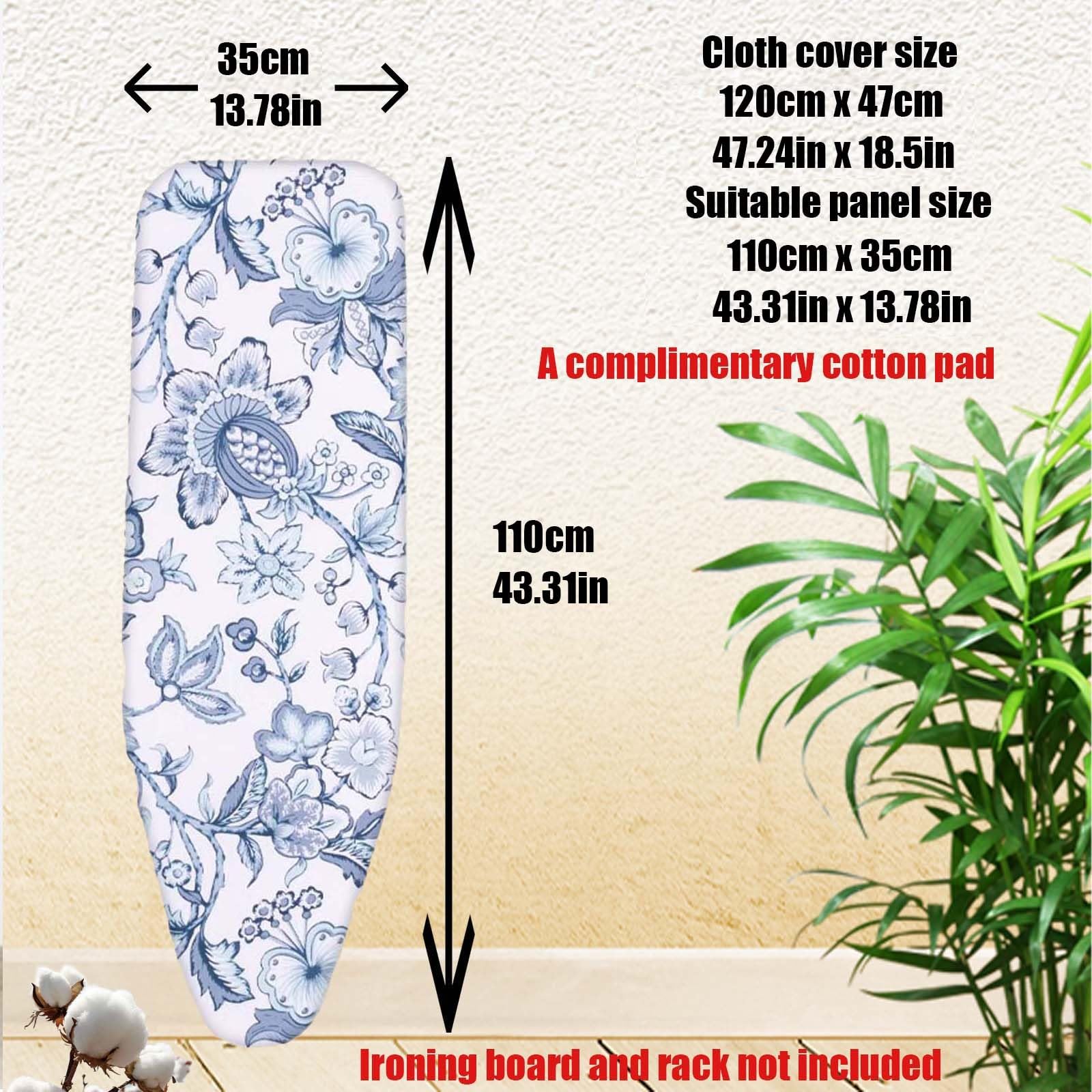 Funda de tabla de planchar resistente de 128 x 40 cm, repuesto acolchada para mesa de planchar, apriete con cordón, duradera y elegante (color Cymbidium)