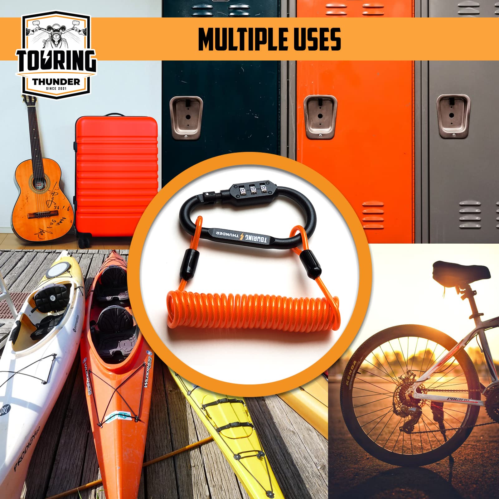 Motorcycle Helmet Lock High Security Pin Combination Carabiner Lock For  Motorbike Bright Theft Deterrent Cable Tough Enough To Secure Virtually 