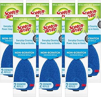 Non-Scratch Dishwand Refill, 14 Dish Wand Sponge Refills, Removes Stuck-on Food, Best for Nonstick Pots and Pans, Glass, Tubs & Showers, Fits all Scotch Brite Dishwands
