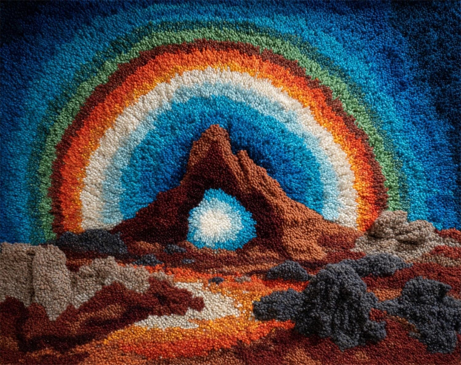 Henypt DIY Latch Hook Rug Kits Rainbows and Mountains 55x75cm