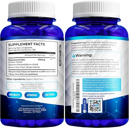 Miniatura 9 de We Like Vitamins Phytoceramides 700mg - 200 cápsulas totalmente naturales sin trigo y a base de plantas - Suplemento de fitoceramida - Suplemento