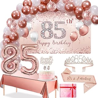 Rose Gold 85th Birthday Decorations Balloon Arch Set for Women 