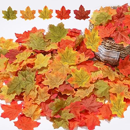 Amazon.com: Supla 375 Pcs 2 Sizes 9 Colors Silk Artificial Autumn Maple ...