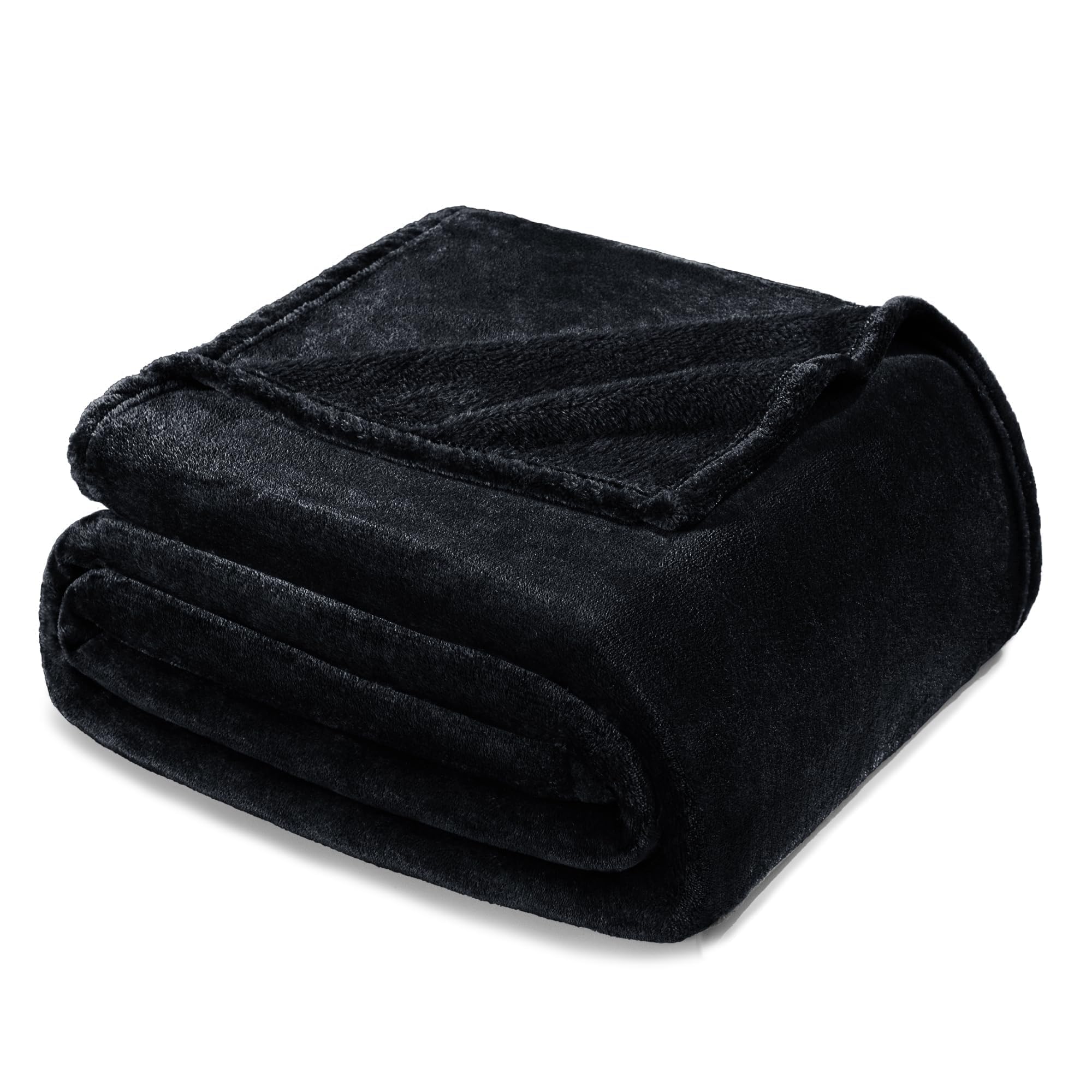 Exclusivo Mezcla Fleece Blankets Queen Size for Bed, Super Soft and Warm, All Season, Cozy, Plush, Lightweight, 90x90 Inches, Black