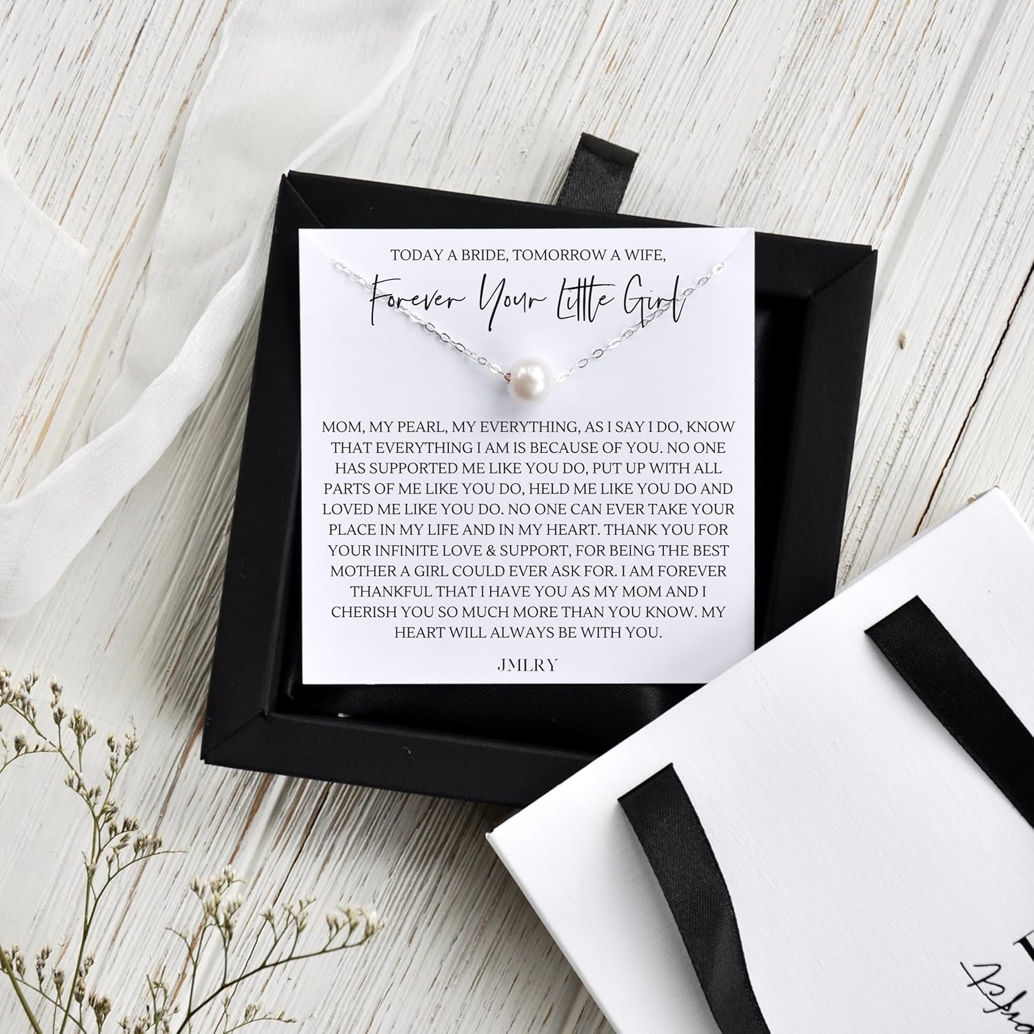 Gifts for Mom on Wedding Day from Bride/Groom - Forever Your Little Girl/Boy - Pearl Necklace - Image 5