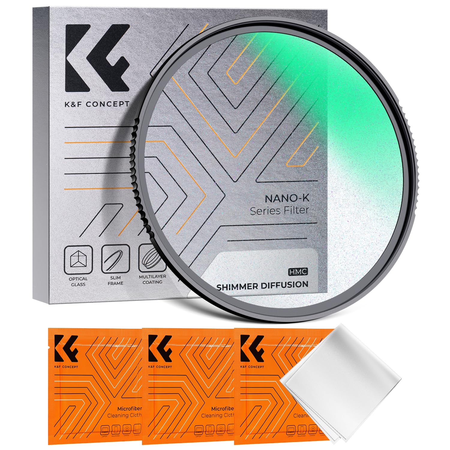 K&F Concept 55mm Shimmer Diffusion 1 Effect Filter Optical Glass 18 Multi-Coated Glimmer Glass Filter for Camera Lens with 3 Cleaning Cloth (K-Series)