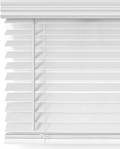 Mood Persianas de madera sintética  Persianas de 82 pulgadas para ventanas  Tratamiento de ventana opaca inalámbrico de 2 pulgadas  Blanco cómodo