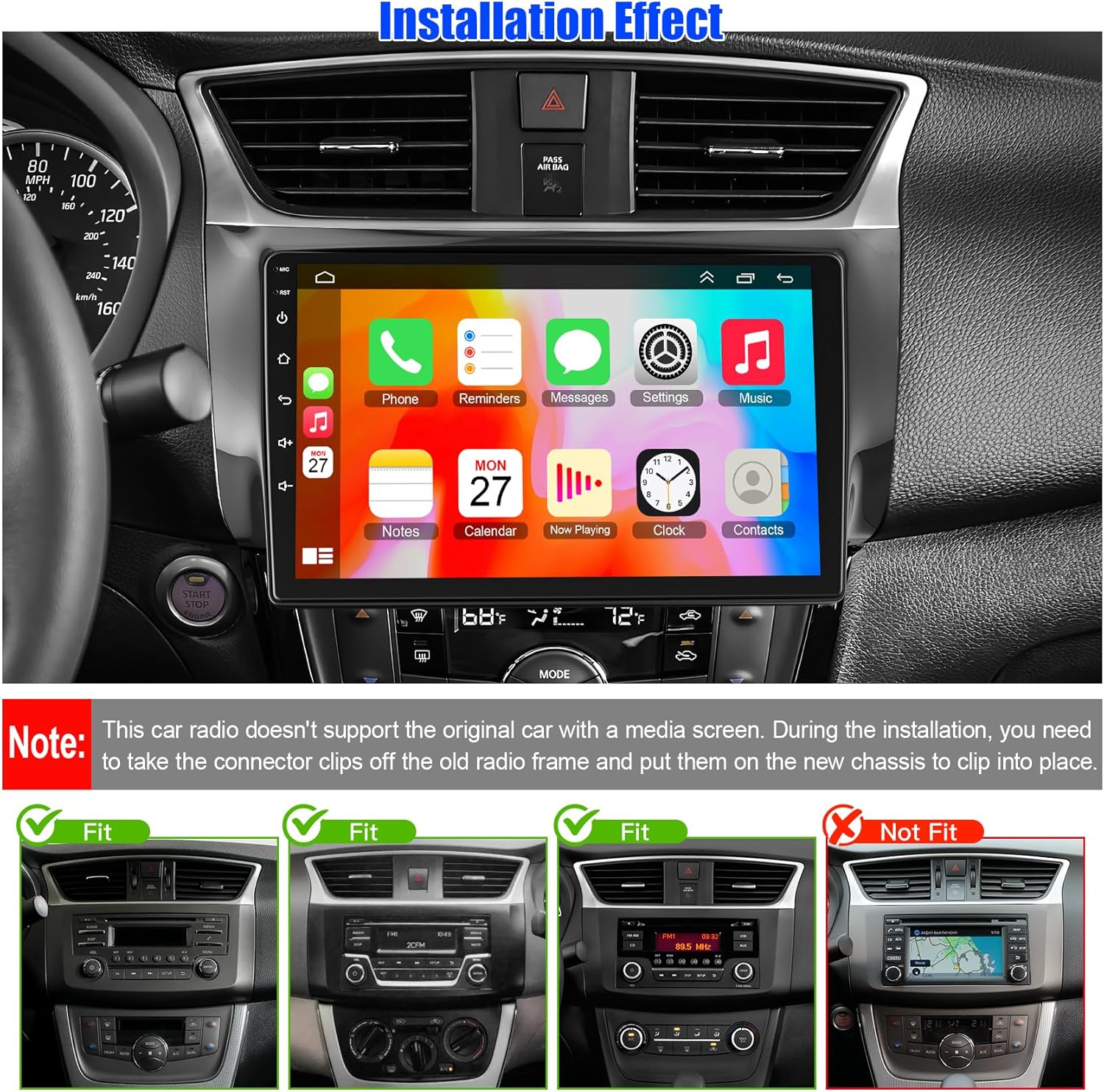New Upgrade Car Radio for 2013-2017 Nissan sentra,10.1 Inch Sentra Touchscreen Support Wireless Carplay&Android Auto, Bluetooth & Voice Control, Mirror Link, Subwoofer,SWC, FM Radio