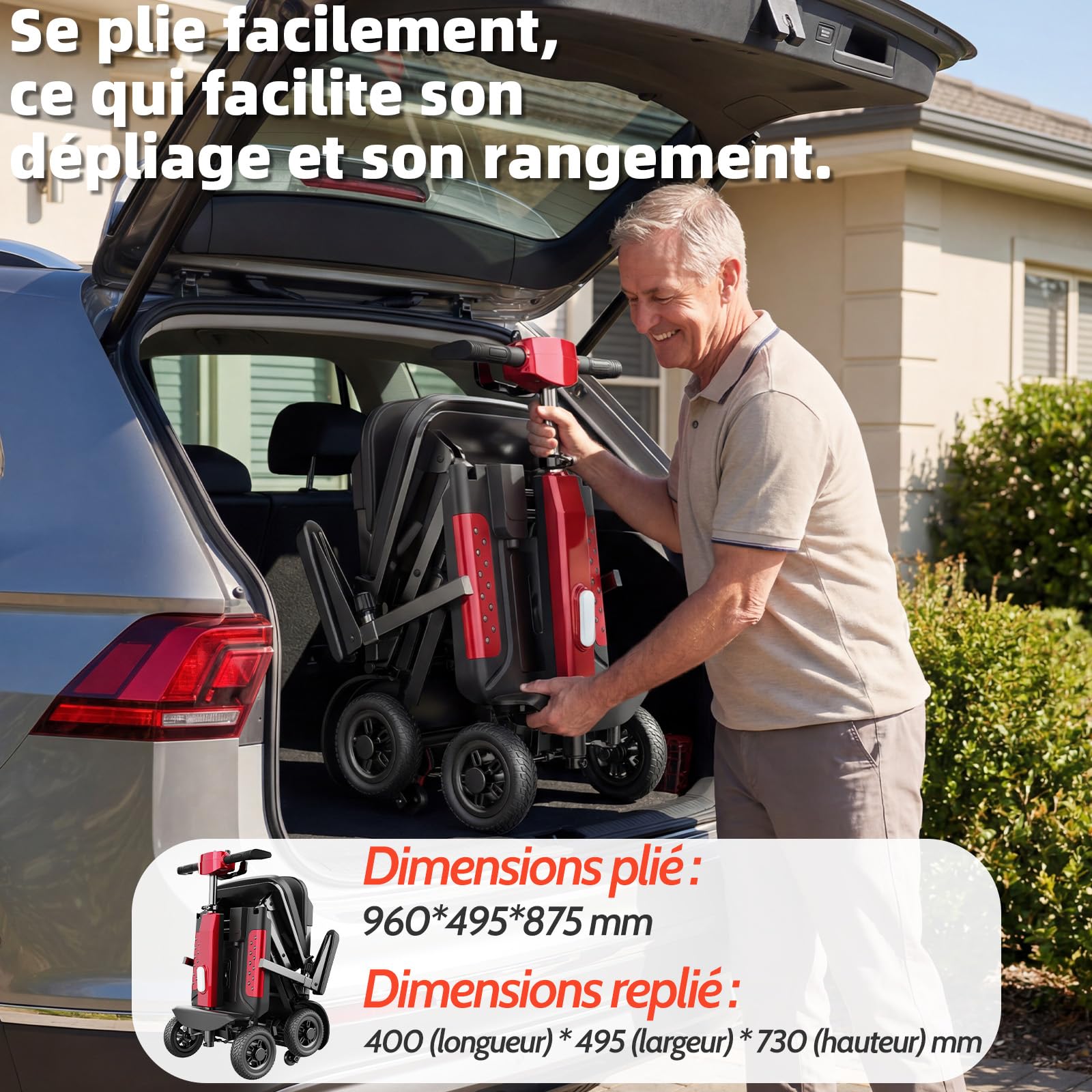 TODIMART X11 Scooter de Mobilité à 4 Roues, Autonomie de 30 km, Scooter Pliant Léger pour Adultes, Avec Antivol et Clé, Panneau de Commande Facile à Utiliser Charge Maximale 130KG