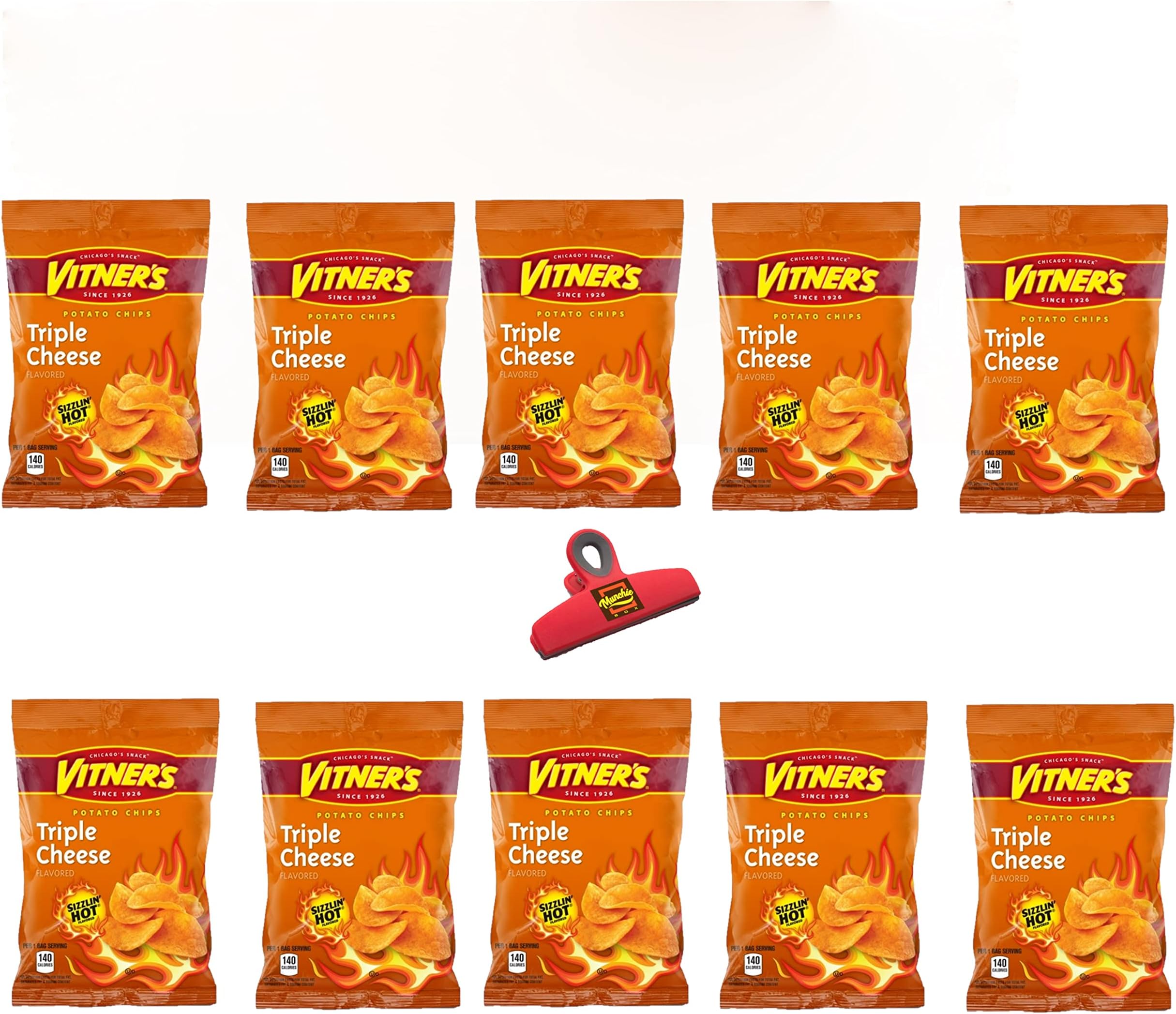 Tangy Triple Cheese Sizzlin' Hot Chips 10 Pack 1 oz bags