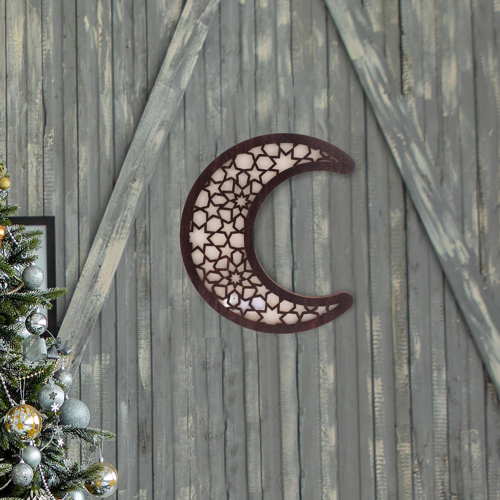 MAGICLULU Lámpara Colgante de Pared de Madera Tallada con Forma de Luna para Decoración del Hogar y Ambiente Festivo en Valentine's Day