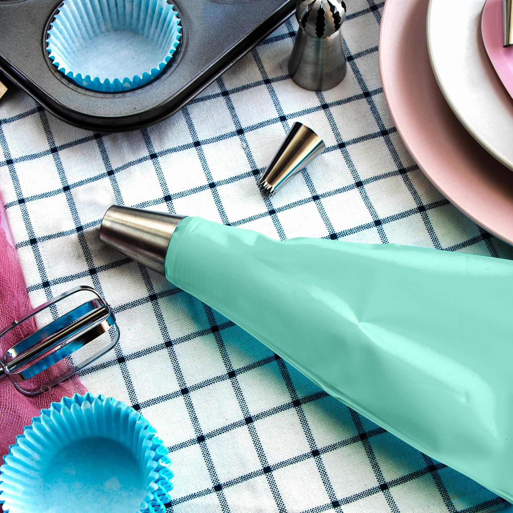 Kit Poche à Douille Réutilisable Avec 12 Douilles Inox + Coupleur - Pour Décoration Gâteaux, Cupcakes, Pâtisserie