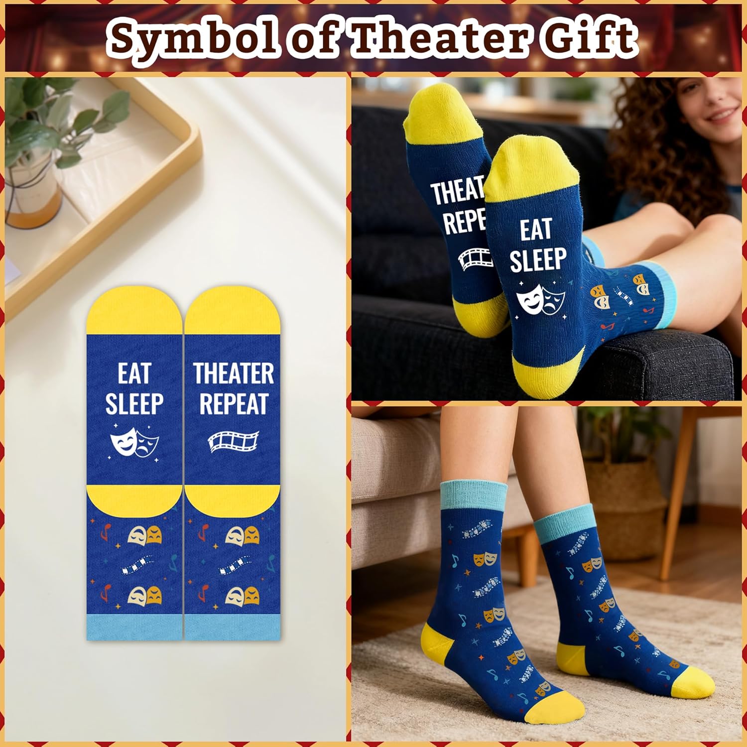Theater Gifts Set Musical Theater Tumbler, Socks, Leather Journal, Pen, Keychain & Gift Box - Image 4