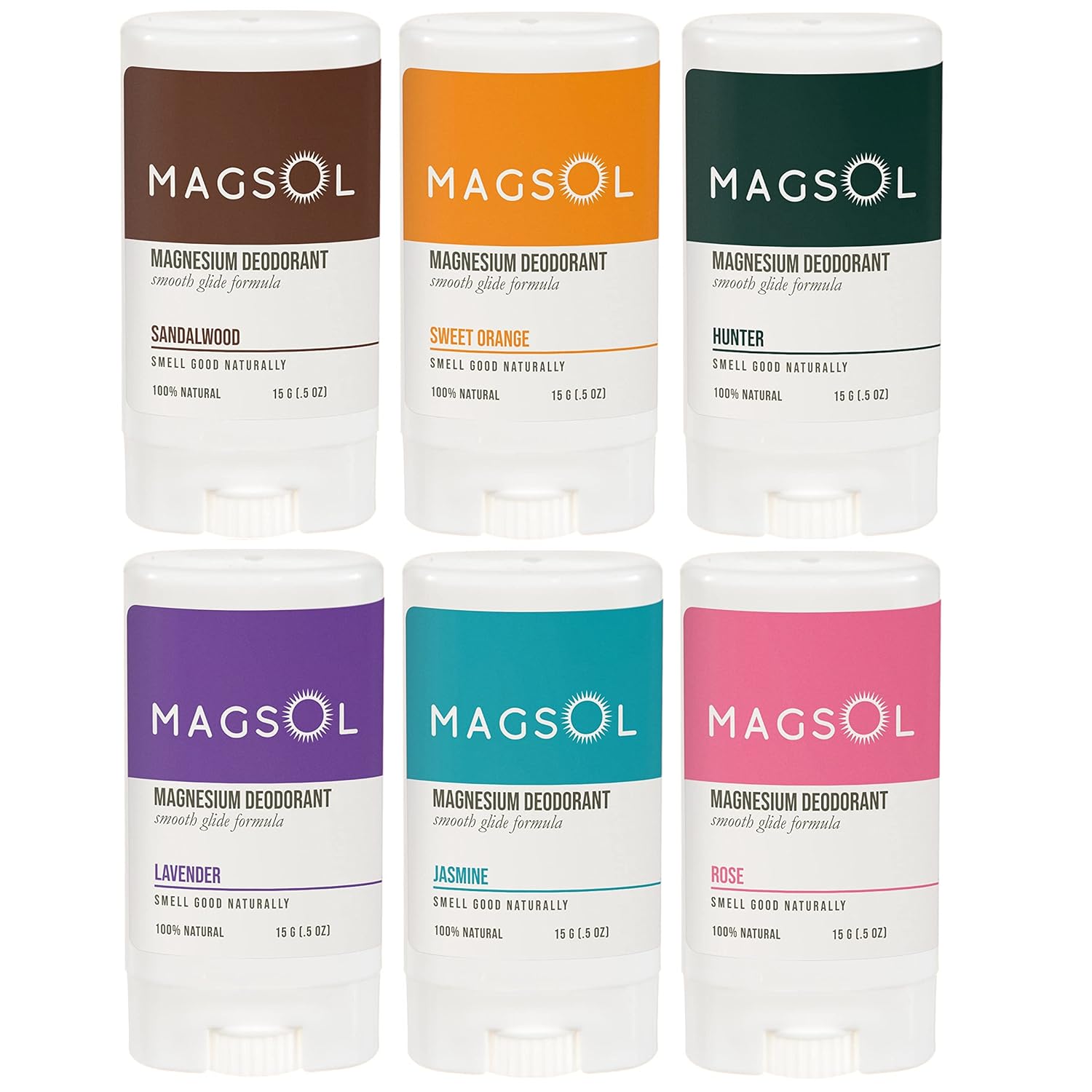 MAGSOL Magnesium Deodorant Variety 6Pack of Travel