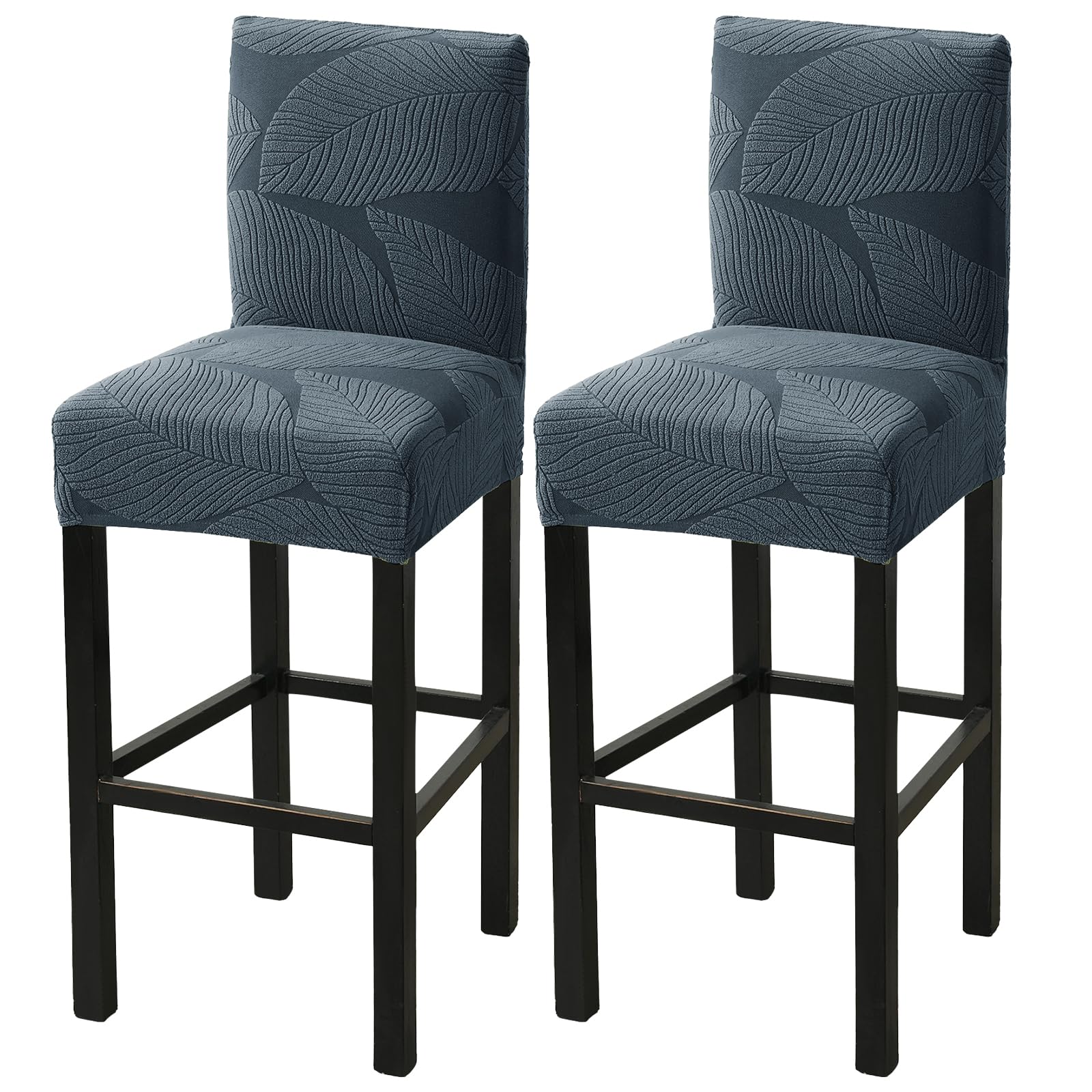 HAOYONG Bar Stool Covers, Stretch Counter Stool Pub Chair Slipcover Washable Counter Height Chair Covers for Kitchen Dining Room Cafe Set of 2 (Dark Gray)