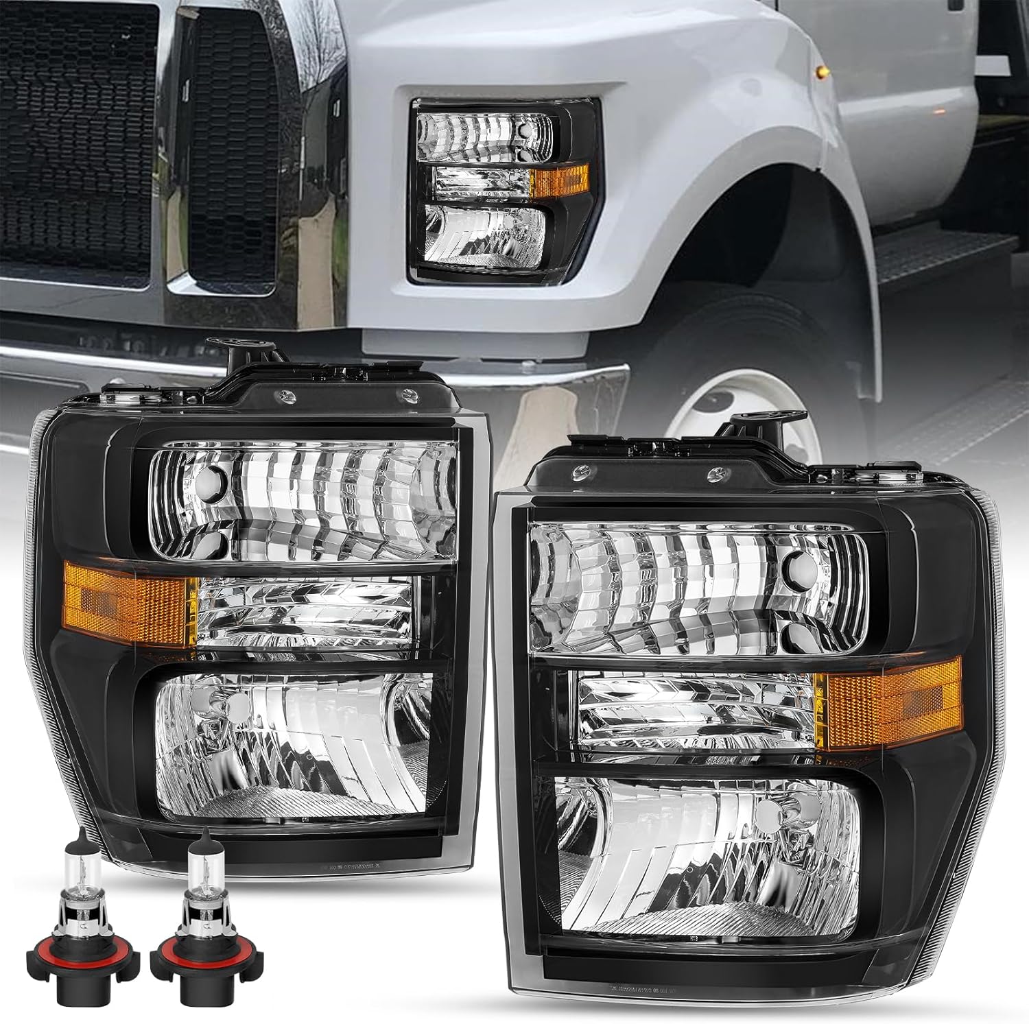 SOCKIR Headlight Assembly Aero Style Fit for 2008-2014 Ford E150 E250 2008-2021 E350 E450 Super Duty (Left Driver Side)