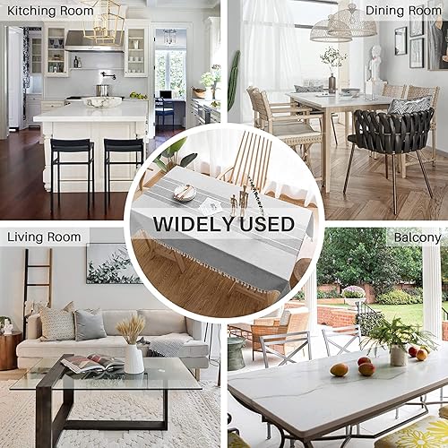 Miniatura 6 de Mantel rectangular para comedor, elegante mantel de lino de granja, mantel de cocina y mesa, elegante mantel impermeable para mesa rectangular