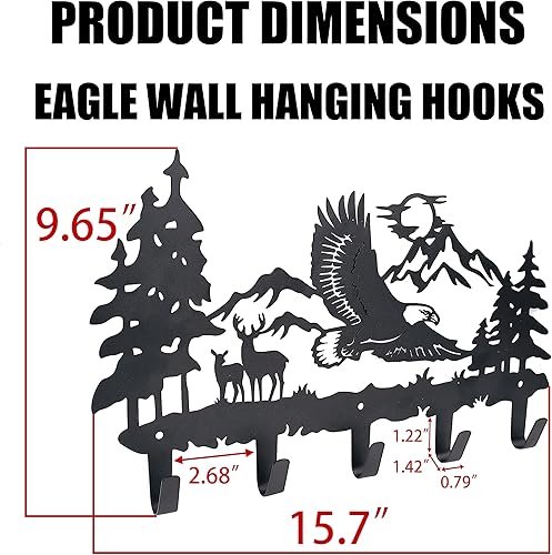 Miniatura 4 de Ganchos de metal con águila para decoración de pared, ganchos de águila y soporte para llaves, ganchos con temática de animales, decoración del