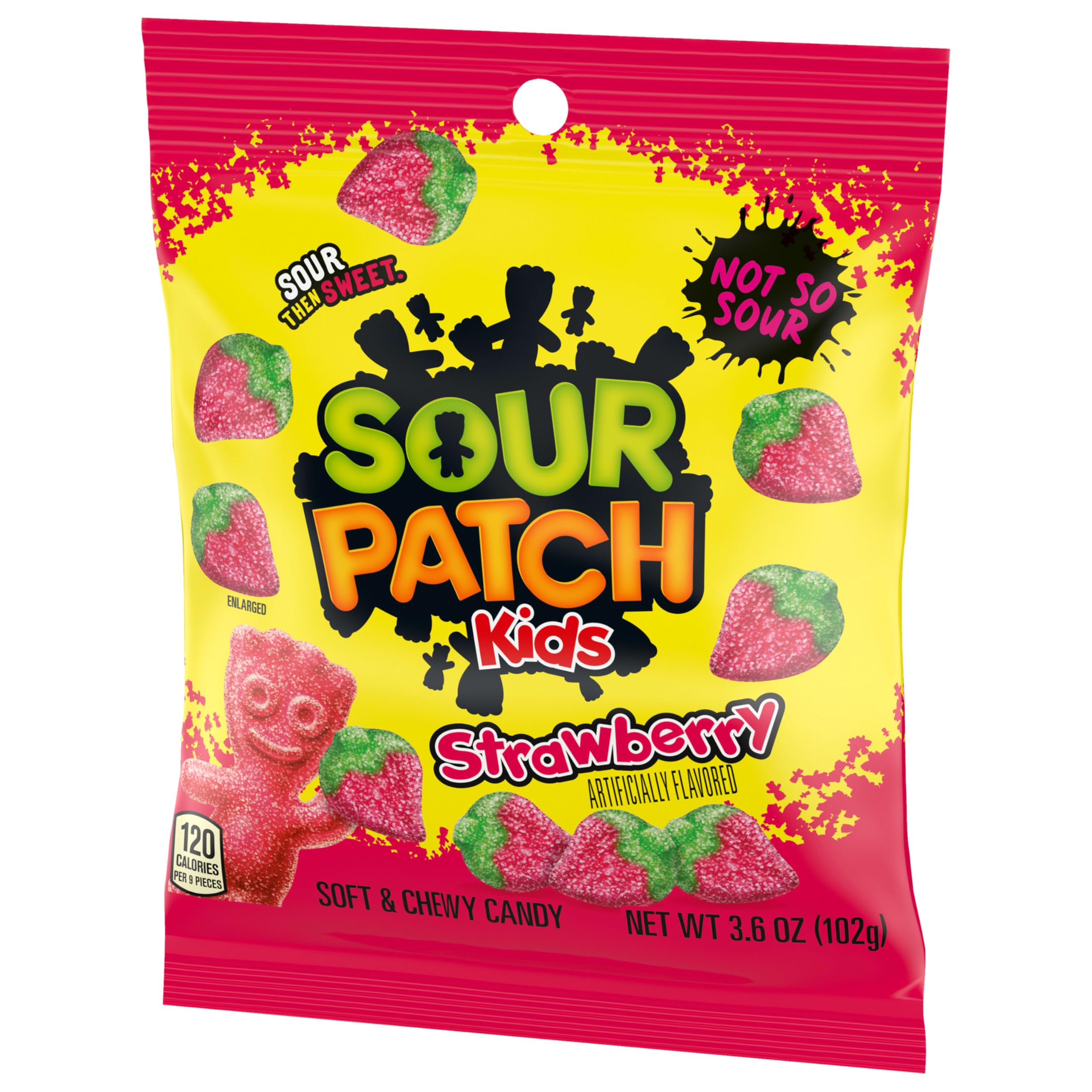 SOUR PATCH KIDS Caramelos suaves y masticables de fresa, bolsas de 340.2-102.1 g