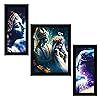 Amazon Brand - Umi Set of 3 Radha Krishna Framed Art Painting (10314) without glass 6 X 13, 10.2 X 13, 6 X 13 INCH (Color 5)